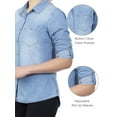 thumbnail image 5 of MixMatchy Women's Classic Roll Up Sleeve Button Down Chambray Denim Shirt, 5 of 6