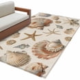 thumbnail image 2 of Ocean Starfish Washable Area Rugs 3'x5', Brown Shell Summer Sea Vintage Linen Low Pile Throw Living Room Rug Non-Slip Sturdy Edge Binding Carpet for Indoor Entryway Bedside Kitchen, 2 of 9