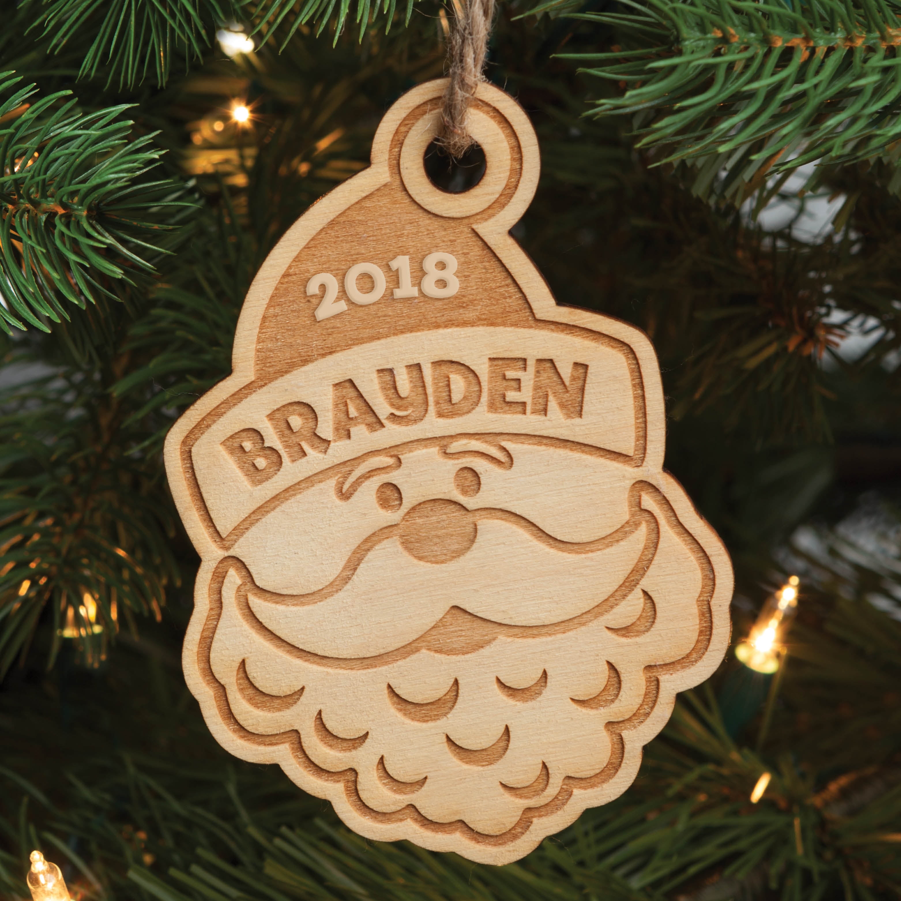 Santa Personalized Wood Ornament