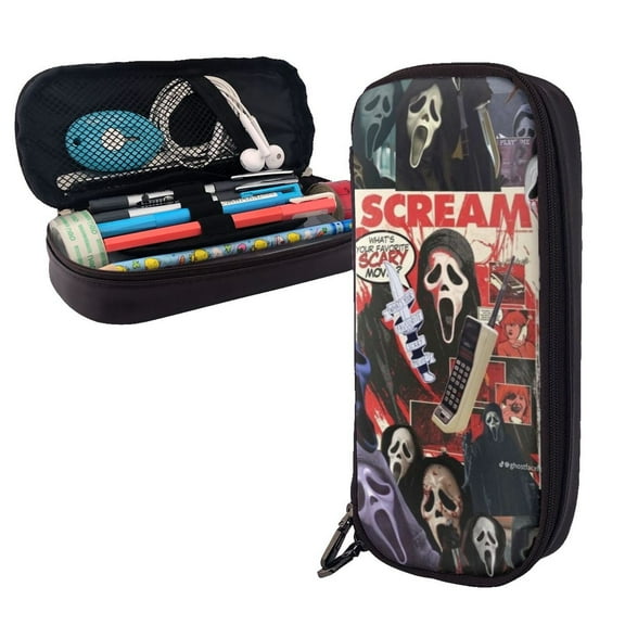 Ghostface Large Capacity Pencil Case Microfiber Pu Leather Pen Bag