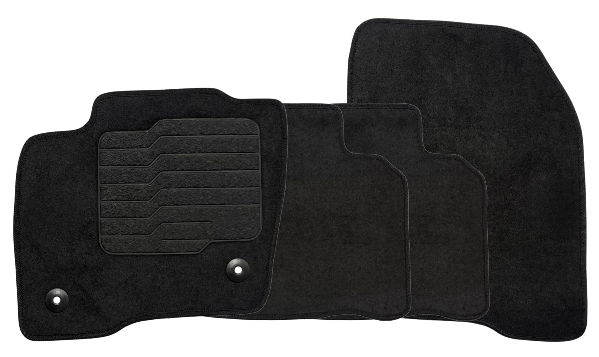 ecoMats Carpet Floor Mats for 2015 to 2024 Ford Edge with Non-Slip Heel Pad and Safety Locks,  Front and Rear, Black