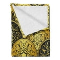 thumbnail image 2 of Mandala Soft Flannel Fleece Throw Blanket, Overlapping Round Shapes Scale Retro Revival Fashion with Art Elements, Cozy Plush for Indoor and Outdoor Use, 50" x 60", Yellow and Black, by Ambesonne, 2 of 5