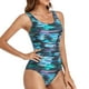 thumbnail image 2 of Traje de baño de una pieza Patrón de impresión Diseño sin espalda Traje de baño elástico de una pieza Traje de baño deportivo para mujer Verde XL, 2 of 6
