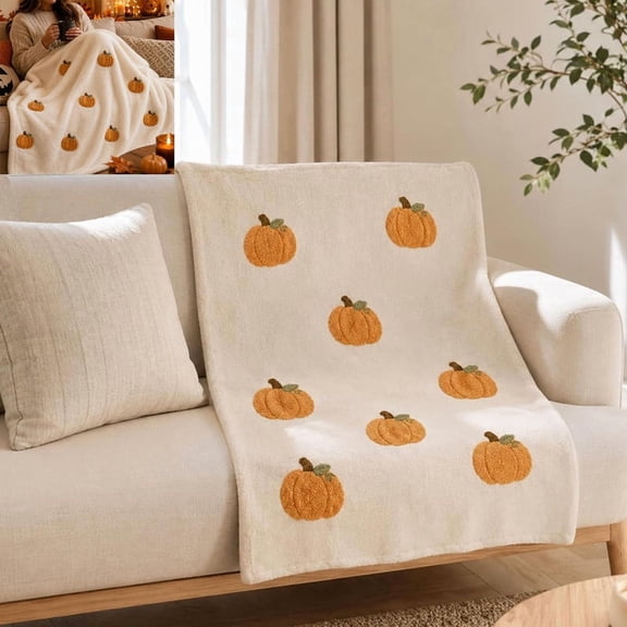 Halloween Throw Blanket with Pumpkin Patterns 39.37*59.06in,Fall Blankets,Couch Sofa Bed Soft Flannel Fleece for Couch Lap Travel Graphic Blanket Dorm Office