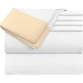 thumbnail image 3 of Luxury Dual Tone Sheet Sets of 4 Piece, 100% Egyptian Cotton 14" Deep Pockets, Two-Tone Color Long Staple Cotton Bedding Sets 400TC Soft & Breatheable - Ivory & White Solid, Olympic Queen Size., 3 of 5