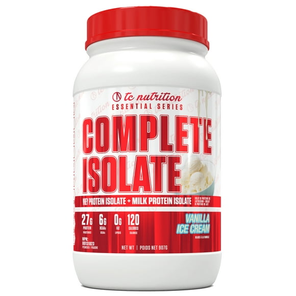 Complete Isolate Whey Protein Isolate + Milk Protein Isolate Powder - 27g Protein, Zero Fat or Sugar, Build Muscle, Improve Recovery, Whey Protein Powder, Vanilla Ice Cream, 28 serv (2lb)