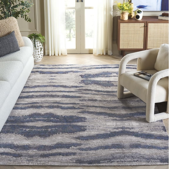 Safavieh Tibetan Corrie Abstract Area Rug, Blue/Silver, 6' x 9'