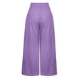 thumbnail image 4 of Women's Linen Pants Casual Loose High Waist Drawstring Wide Leg Pant Boho Palazzo Pants Purple XL, 4 of 5