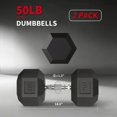 thumbnail image 2 of JoanKaren 50lbs Hex Dumbbell Set of 2 with Rubber Encased Coating&Textured Carbon Steel Handle,Anti-Roll Weights for Home Gym Strength Training, 2 of 8