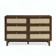 thumbnail image 6 of 6 Drawer Dresser, Wooden Storage Cabinet With 6 Rattan Drawers, Adjustable Leg Height Sideboard Nightstand For Home Bedroom Wardrobe Living Room Entryway, 6 of 9