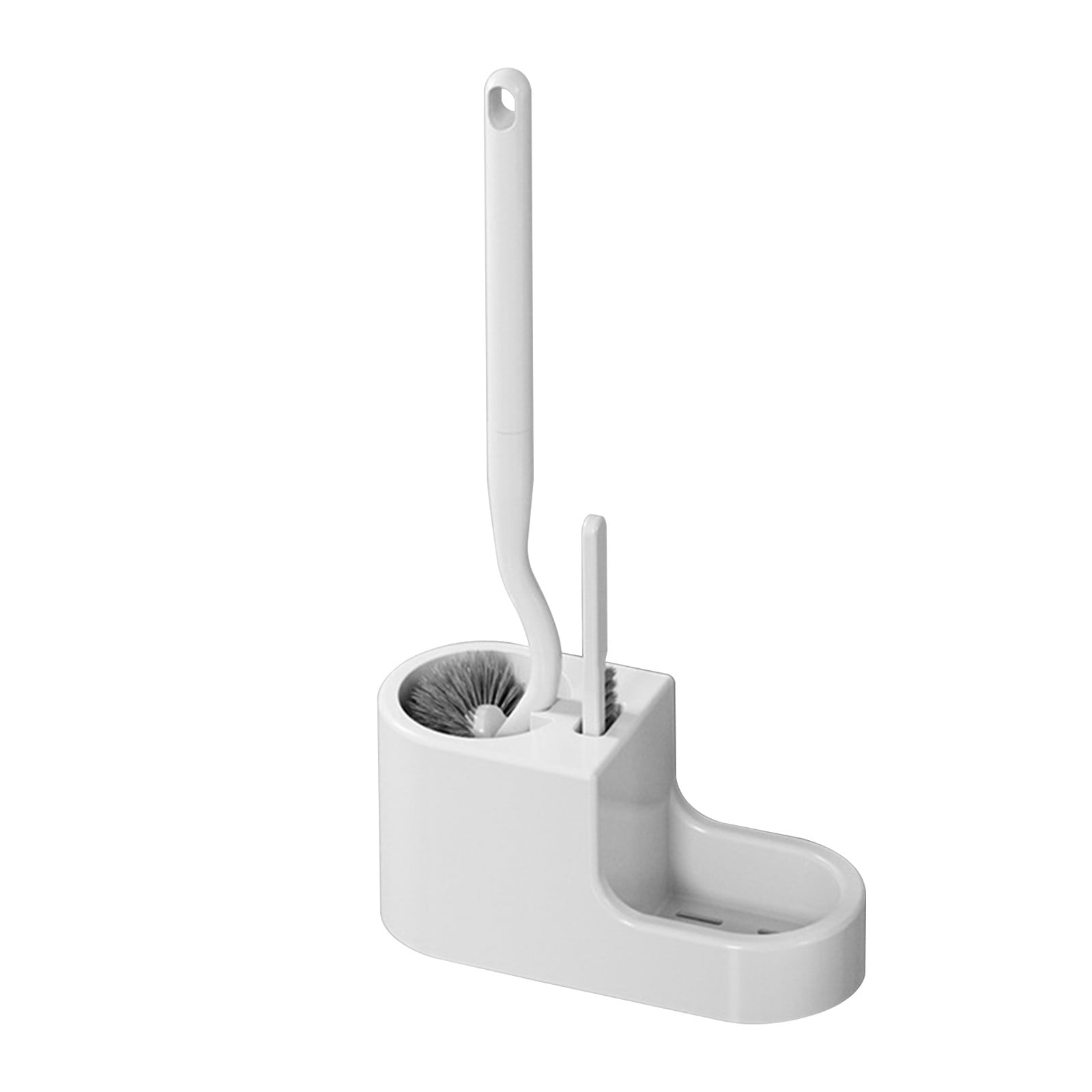 Toilet Bowl Brush Set with 2 Types of Brushes, Stiff Brush and Slit Brush for Thorough Toilet Cleaning, Flexible and Hygienic Design