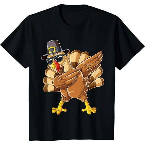 Dabbing Turkey Thanksgiving Day Pilgrim Men Funny Dab T-Shirt