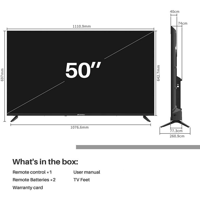 Sansui ES50V1UA 50-Inch 4K UHD HDR Smart LED Android TV with Sansui ES50V1UA 50-Inch 4K UHD HDR Smart LED Android TV with