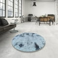 thumbnail image 4 of Ahgly Company Tapis Rond Abstrait Bleu Koi Lavable en Machine, 6 Pieds Rond, 4 of 7