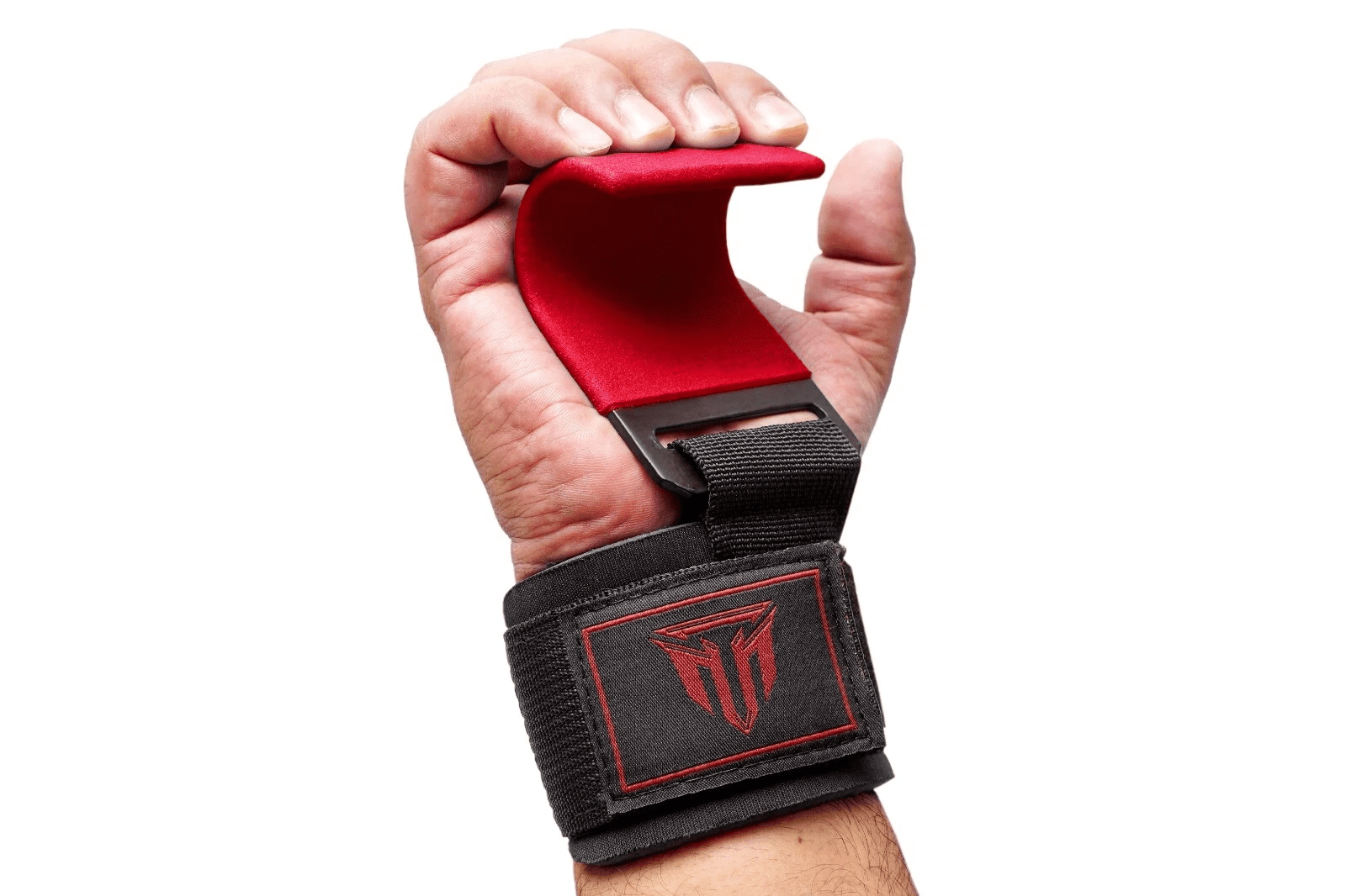 MT Red Weight Lifting Bar Hooks Straps Pair, Non-Slip Rubber Coated Grip, Neoprene Padded Wrist Support Powerlifting Deadlift Pull Up Fitness Strength Training Wrap, Gym Bodybuilding, Gym Workout