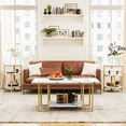 thumbnail image 4 of Baxluxe 3 Pieces Faux Marble Table Set, Modern Rectangle Coffee Table with 2 Side Table, Faux Marble Tabletop and Metal Frame, 3 Pieces Table Sets for Living Room, Apartment, White & Black, 4 of 8