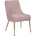 thumbnail image 4 of Maklaine Contemporary Pink Velvet Dining Chair with Gold Legs (Set of 2), 4 of 9