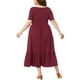 thumbnail image 3 of Vestidos de verano maxi de mujer de tallas grandes Agnes Orinda con mangas cortas y cuello redondo 3X rojo oscuro, 3 of 6
