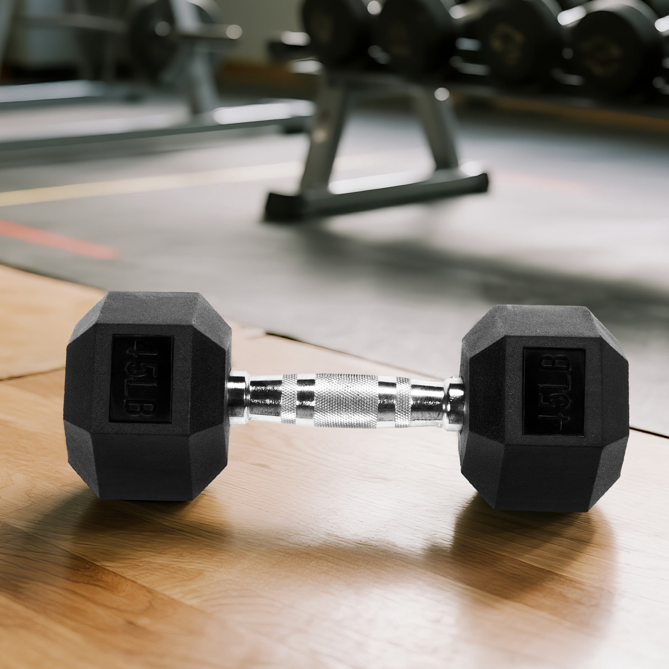 EDX 45 LB Rubber Hex Dumbbell – Anti-Roll Grip for Strength Training, Home Gym & Full-Body Workouts