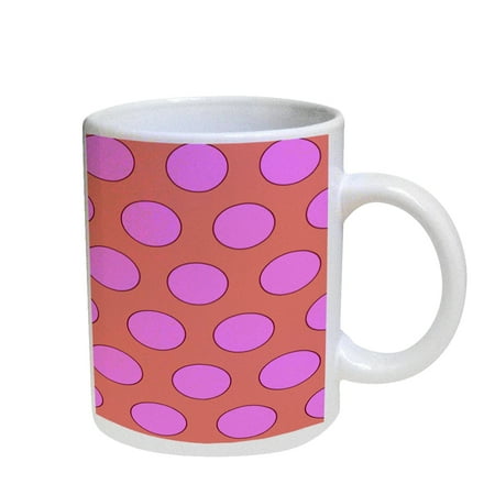 

KuzmarK Coffee Cup Mug Pearl Iridescent White - Purple Peach Polka Dots