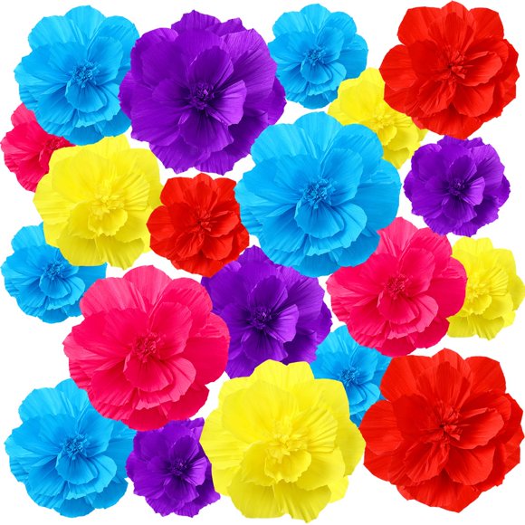 Flores mexicanas de papel crepé para el Día de los Muertos, 19 unidades