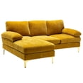 thumbnail image 2 of 81 Inch L-shaped Accent Sofa Set with Padded Back and Armrest, Upholstered Sofa Couch with Chaise and Metal Legs, Corner Sleeper Couch for Living Room, Yellow, 2 of 6
