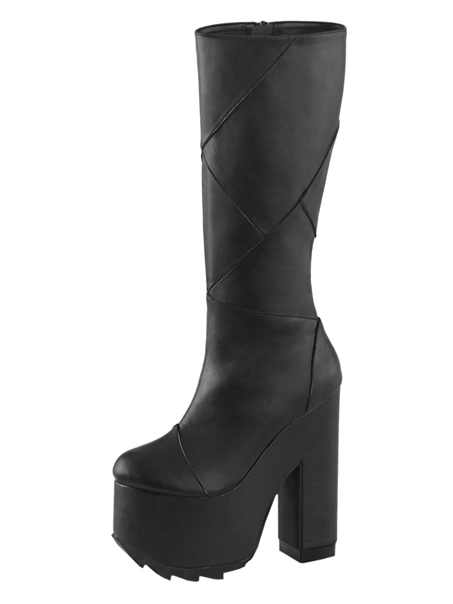 womens black knee high platform boots