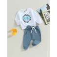 thumbnail image 2 of Toddler Kids Baby Boy Fall Clothes Long Sleeve Birthday Boy Print Sweatshirt + Pants Set Toddler Clothes 2Pcs Sets, 2 of 8