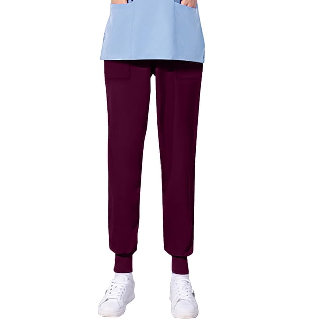TIMIFIS Scrub for Women Solid Color Four Season Loose Bunched Feet Nurse Work Pants Scrub Pants - Spring/Summer