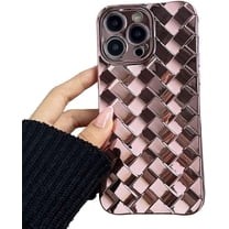for iPhone Case Cute 3D Weave Plated Design Soft TPU Silicone Camera Screen Protect Bumper for Women Girls Slim Reinforced Shockproof (Shiny Rose Red,iPhone 15 Plus)