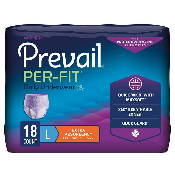 Prevail Per-Fit Protective Underwear for Women, Large, 18 Count