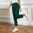 thumbnail image 5 of Women's Polka Dot Stretch Casual Pants Elastic High Waist Stright Leg Cropped Trousers with Pockets Yoga Workout Pants Streetwear Army Green, 5 of 6