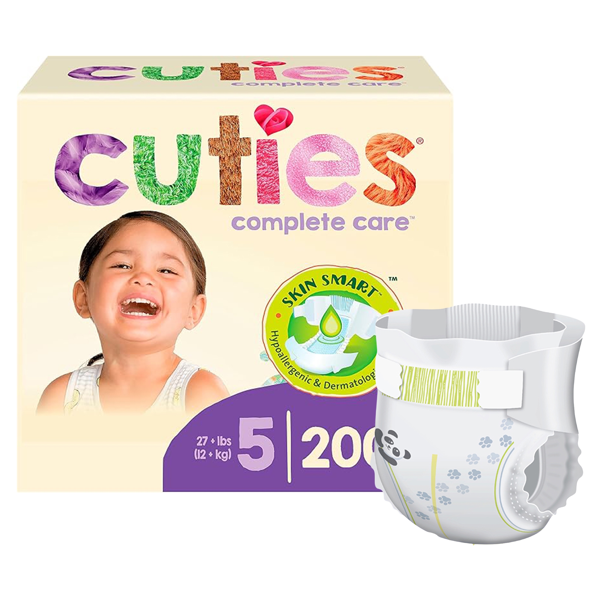 Cuties Baby Diaper Size 5, day and night protection Over 27 lbs., 25 Count, 1 Pack
