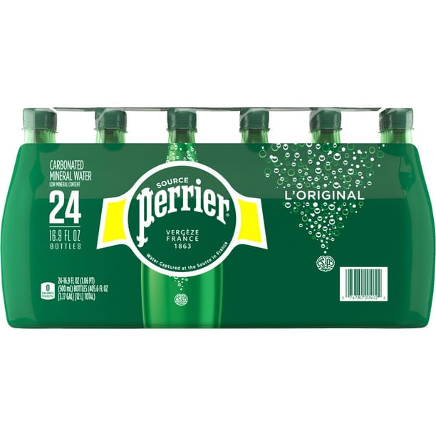 Perrier Sparkling Water Plastic Bottles, Original, 16.9 Fl Oz (Pack of