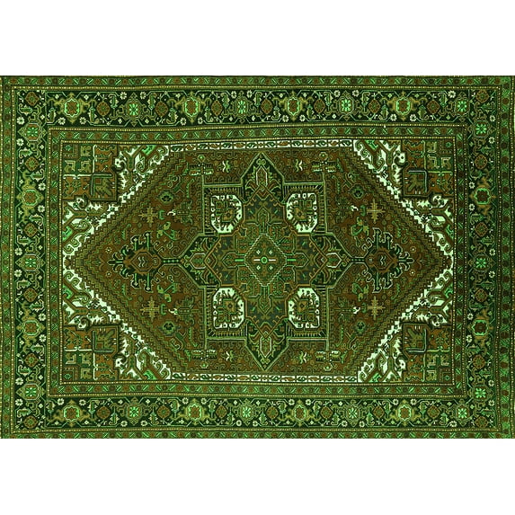 Ahgly Company Indoor Rectangle Persian Green Traditional Area Rugs, 7' x 9'
