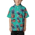 thumbnail image 5 of MIASHUI Chemise Imprimée à Manches Courtes Stylée pour Garçons, Décontractée et Confortable, Tenue de Plage pour Enfants, Vacances, Fête, Vert, 10-11 Ans, 5 of 5