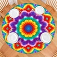 thumbnail image 2 of Colorful Rainbow Tie Dye Spiral Pattern Round Fitted Tablecloth with Elastic Edge,Dining Table Cover Waterproof,Outdoor Round Tablecloth for Camping,Dining,Indoor and Outdoor, 2 of 7