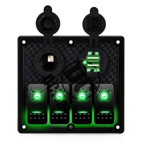 Varistor Circuit Protection - DCFlat Waterproof 4 Gang / 6 Gang / 8 Gang Circuit LED Car Marine Boat Rocker Switch Panel with Fuse Dual USB + Power Socket Breaker Voltmeter Overload Protection