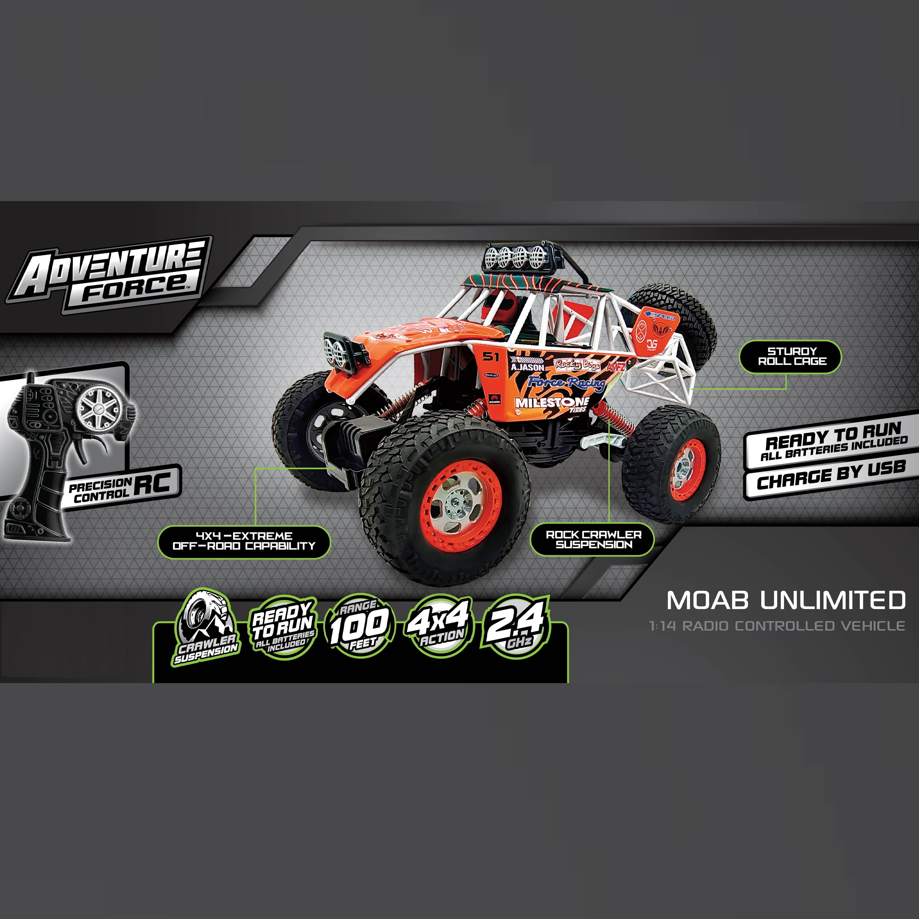 Adventure Force 1:14 Moab Unlimited 4x4 Radio Control Car