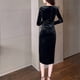 thumbnail image 3 of Vestido de cóctel de manga larga con abrigo largo y vestido formal Adepaton  BST2002058-6, 3 of 6