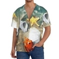 thumbnail image 1 of Fotbe Seashell On The Beach Camisa Estampada de Manga Corta para Hombre, Casual de Verano, Estilo Playero, Sin Arrugas-Large, 1 of 5