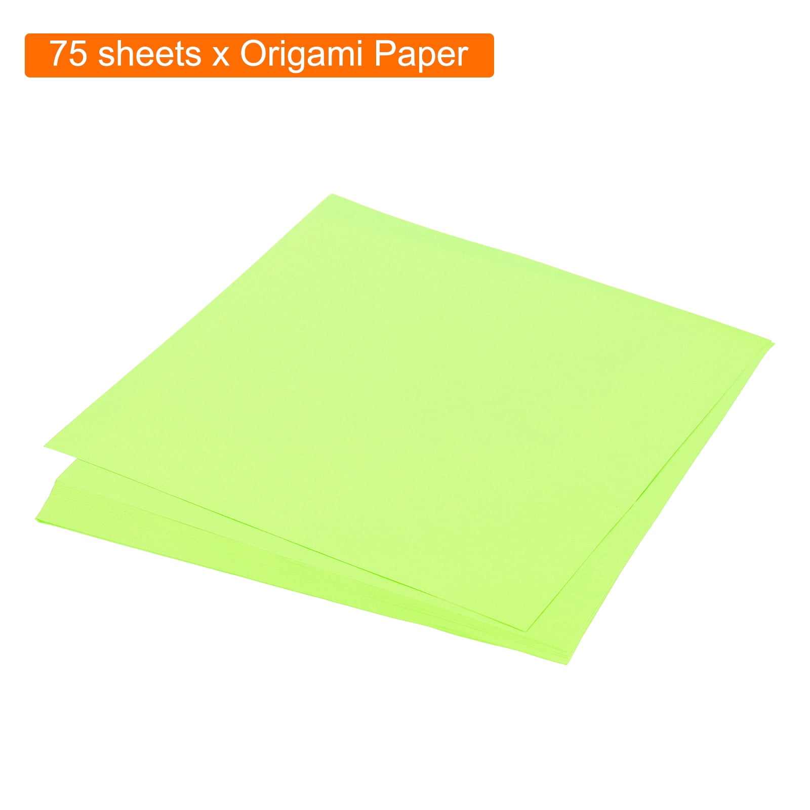 Uxcell 75 Sheets Origami Paper Double Sided 10x10 Inch(25x25cm) 70GSM Origami Paper Square Sheet Easy Fold for Beginners DIY Arts Crafts Projects, Fluorescent Green
