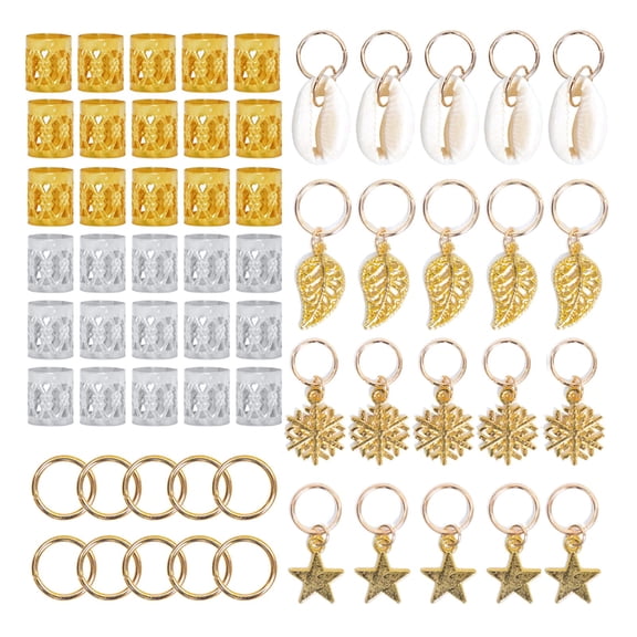 80PCS Aluminum Hair Rings with Pearl for Dreadlocks Braiding and Styling Hair Care Accessories