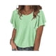 thumbnail image 2 of Txlixc Tops de mujer, cuello redondo con volantes, manga corta, ganchillo, hueco, suéter suelto, camiseta de color sólido Txlixc Moda, 2 of 6