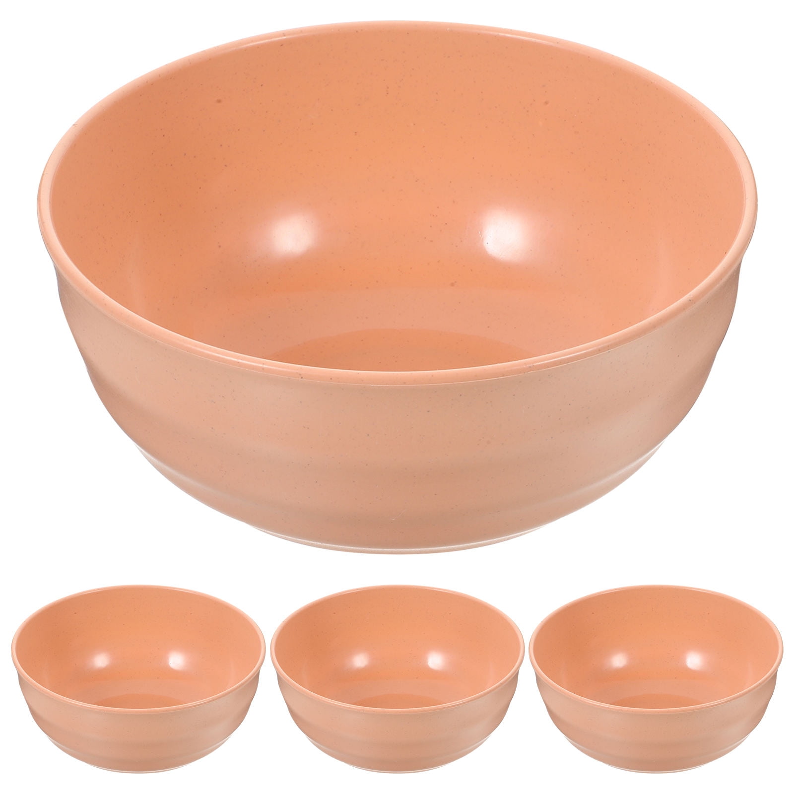 HEMOTON 4Pcs Pink Wheat Straw Rice Bowls for Families Simple Gatherings 7.9x3.9x3.7in