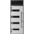 thumbnail image 4 of Front Exterior Prehung Steel Door / Ronex 0131 Black Enamel / Top Exterior Window Sidelite / Stainless Inserts Entry Metal Modern Painted W36" x H80+16" Right hand Inswing, 4 of 5