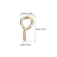 thumbnail image 2 of Uxcell 200 Pack Small Screw Eye Hooks Mini Eyelets Screws, 6.5x13x1.2mm, Light Gold, 2 of 5