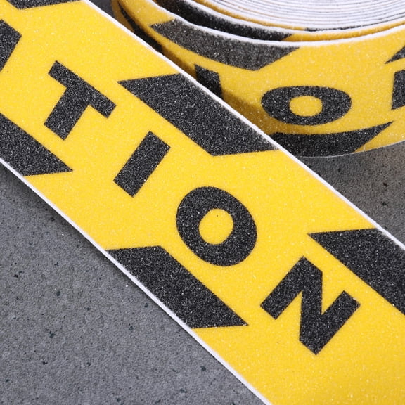 COSMOBETTY 2Pcs Non Safety Tape Black Yellow with Watch Your Step Warning for Parking and Stairs