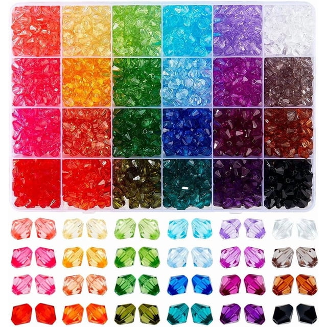 1200 cuentas de 8 mm para hacer joyas, 24 colores, cuentas de pulsera, cuentas acrílicas bicono, cuentas facetadas, cuentas sueltas para manualidades.