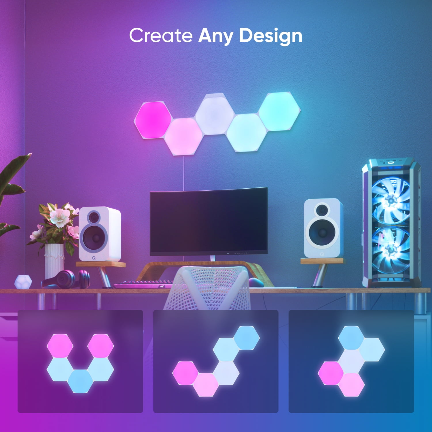 け*む様 Nanoleaf Shapes - Hexagons Smarter Nanoleaf Shapes Hexagons Smarter Kit (5 Panels) – Modular Wall